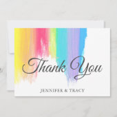 Elegante Rainbow Watercolor Farbenfrohe LGBTQ Hoch Dankeskarte (Vorderseite)