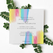 Elegante Rainbow Watercolor Paint Summer Wedding Einladung