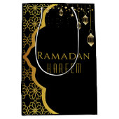 Elegante Ramadan Kareem Black Gold Medium Geschenk Mittlere Geschenktüte (Vorderseite)