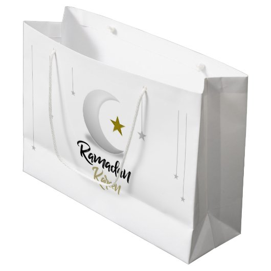 Elegante Ramadan Kareem Crescent Design Islamische Große Geschenktüte (Vorderseite Schrägansicht)