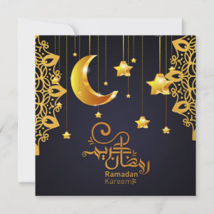 Elegante Ramadan Mubarak Black Gold Crescent Stars Feiertagskarte