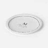 Elegante Ränder Schwarz-weiß minimalistisches Mono Pappteller (Schrägansicht)