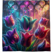 "Elegante, rassige Tulpen in der Kathedrale Window Duschvorhang (Vorderseite)