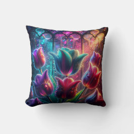 "Elegante, rassige Tulpen in der Kathedrale Window Kissen