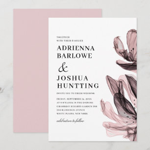 Elegante rauchige Blumen seitlicher Text staubrosa Einladung
