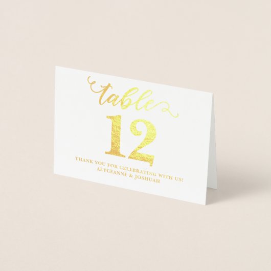 Elegante REAL FOIL Gold Hochzeiten Tischnummern Kl (Vorderseite)