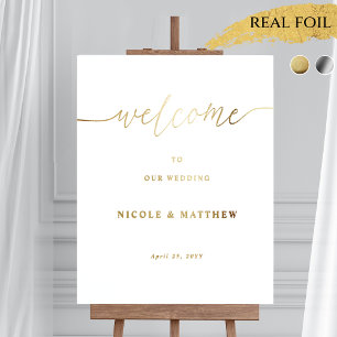 Elegante Real Foil Wedding Willkommen Vertikales Z Foliendrucke