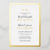 Elegante Real Gold dicker Border White Wedding Folieneinladung (Vorderseite)