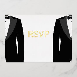 Elegante Real Gold Foil Gay Wedding RSVP Karten