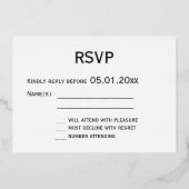 Elegante Real Gold Foil Gay Wedding RSVP Karten (Rückseite)