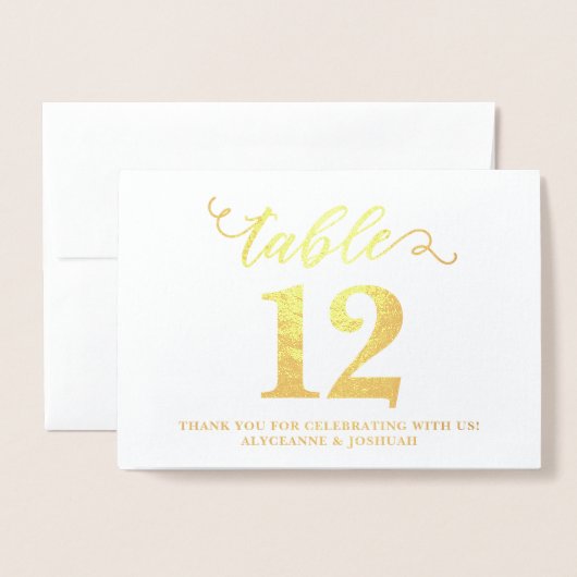 Elegante Real Gold Foil Hochzeiten Tischnummern (Vorderseite mit Umschlag)