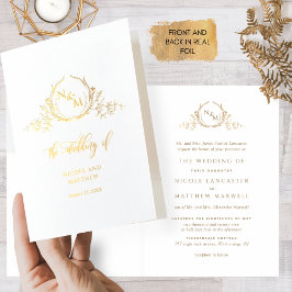 Elegante Real Gold Foil Monogramm, feierliche Hoch Folienkarte