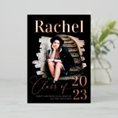 Elegante Real Rose Goldene Klasse des Abschlusses Folieneinladung (Stehend vorne)