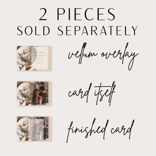 Elegante Real Vellum Overlay Modern 4 Foto Wedding Einladung