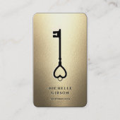 Elegante Realtor Monogram Black Gold Key Moderne Visitenkarte (Vorderseite)