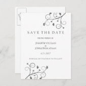 Elegante Reben speichern die Datumskarten Ankündigungspostkarte (Vorne/Hinten)