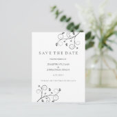 Elegante Reben speichern die Datumskarten Ankündigungspostkarte (Stehend Vorderseite)