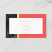Elegante Red and Black Marble Gold Script Boutique Visitenkarte (Rückseite)