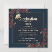 Elegante Red and Gold Graduation Party Einladung (Vorderseite)