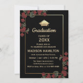 Elegante Red and Gold Graduation Party Einladung (Vorderseite)