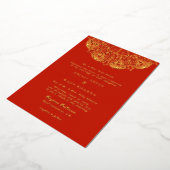 Elegante Red and Gold Mandala Indianerhochzeit Folieneinladung (Gedreht)