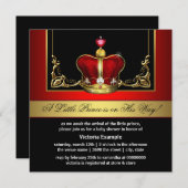 Elegante Red and Gold Prince Baby Dusche Einladung (Vorne/Hinten)