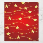 Elegante Red and Gold Shiny Stars Weihnachten Weinetikett (Einzelnes Label)