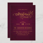 Elegante Red and Gold Weihnachtsfeier Einladung (Vorne/Hinten)