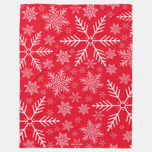 Elegante Red Aqua Weißer Winter Snowflake Fleecedecke