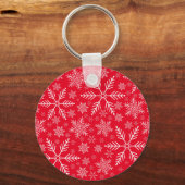 Elegante Red Aqua Weißer Winter Snowflake Schlüsselanhänger (Vorderseite)