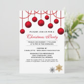 Elegante Red Bauble Weihnachtsfeiertage Party Einl Einladung (Stehend Vorderseite)
