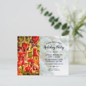 Elegante Red Baubles and Bells Holiday Party Einladungspostkarte (Stehend Vorderseite)