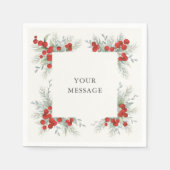 Elegante Red Berries Weihnachtsfeier Serviette (Vorderseite)