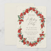 Elegante Red Berry + Eukalyptus Holiday Party Einladung (Vorne/Hinten)