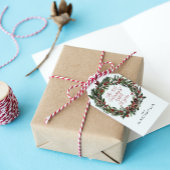 Elegante Red Berry Watercolor Wreath Weihnachten Geschenkanhänger