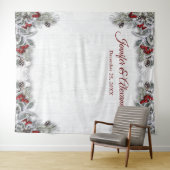 Elegante Red Berry Wedding Foto Booth Hintergrund Wandteppich (Beispiel (Horizontal))