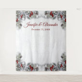 Elegante Red Berry Wedding Foto Booth Hintergrund Wandteppich (Vorderseite)