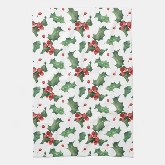 Elegante Red Berry Weihnachten Geschirrtuch (Vertikal)