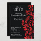 Elegante Red Black Class of 2013 Graduation Party Einladung (Vorne/Hinten)