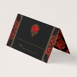 Elegante Red Black Gold Hochzeitstisch-Platzkarte
