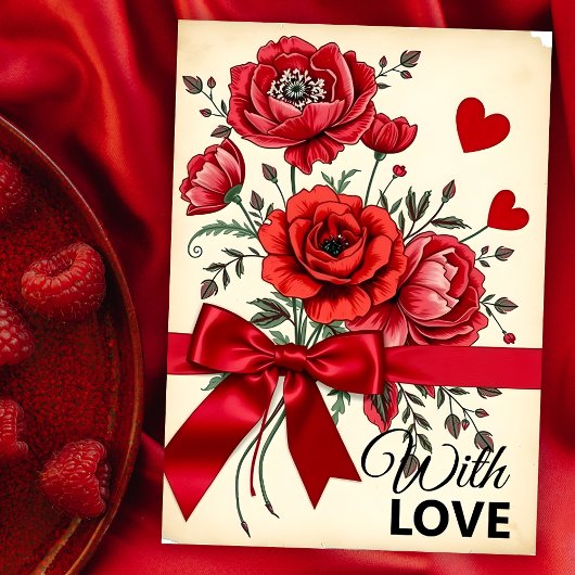 Elegante Red Blume Bouquet mit Herz und Band Karte