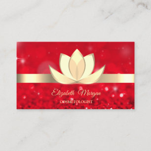 Elegante Red Bokeh Gold Lotus Blume Yoga Reiki Visitenkarte