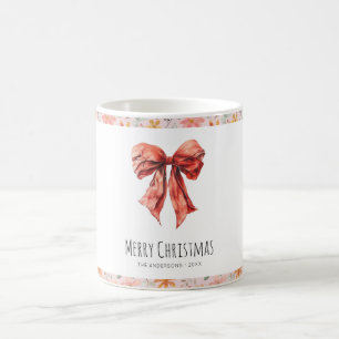 Elegante Red Bow Coquette Minimalistische Weihnach Kaffeetasse