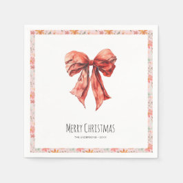 Elegante Red Bow Coquette Minimalistische Weihnach Serviette