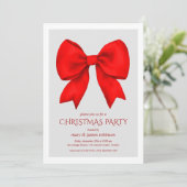 Elegante Red Bow Weihnachtsfeier Einladung (Stehend Vorderseite)