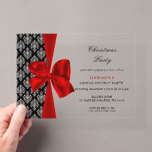 Elegante Red Bow Weihnachtsfeier Einladung