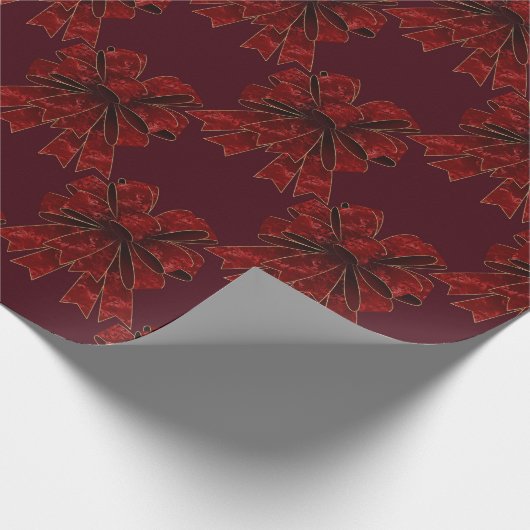 Elegante Red Bows Burgund Moderner Urlaub Geschenkpapier (Ecke)