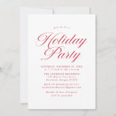 Elegante Red Calligraphy Script Holiday Party Einladung (Vorderseite)