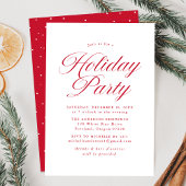 Elegante Red Calligraphy Script Holiday Party Einladung