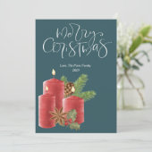 Elegante Red Candles Weihnachtsunterkunft Feiertagskarte (Stehend Vorderseite)